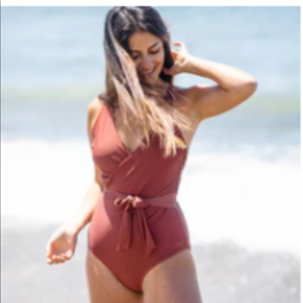 Wrap one piece swim suit